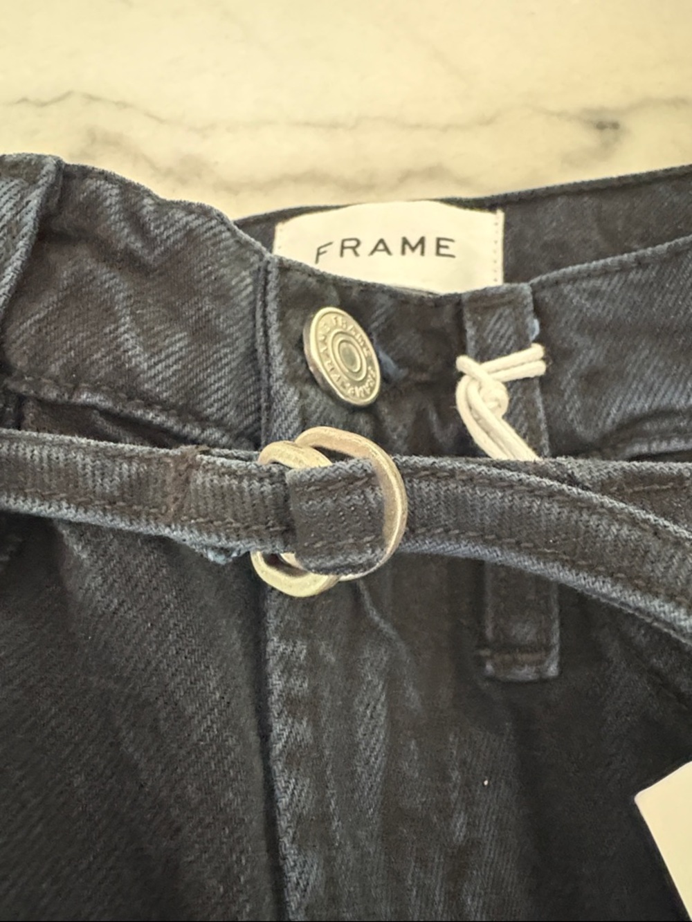Frame Black Le Pixie High Rise Baggy Raw Released Hem Jeans 24  x 28 inseam - Picture 11 of 11